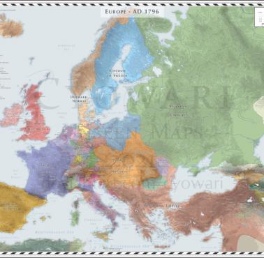 Mapa Europy w 1796 roku