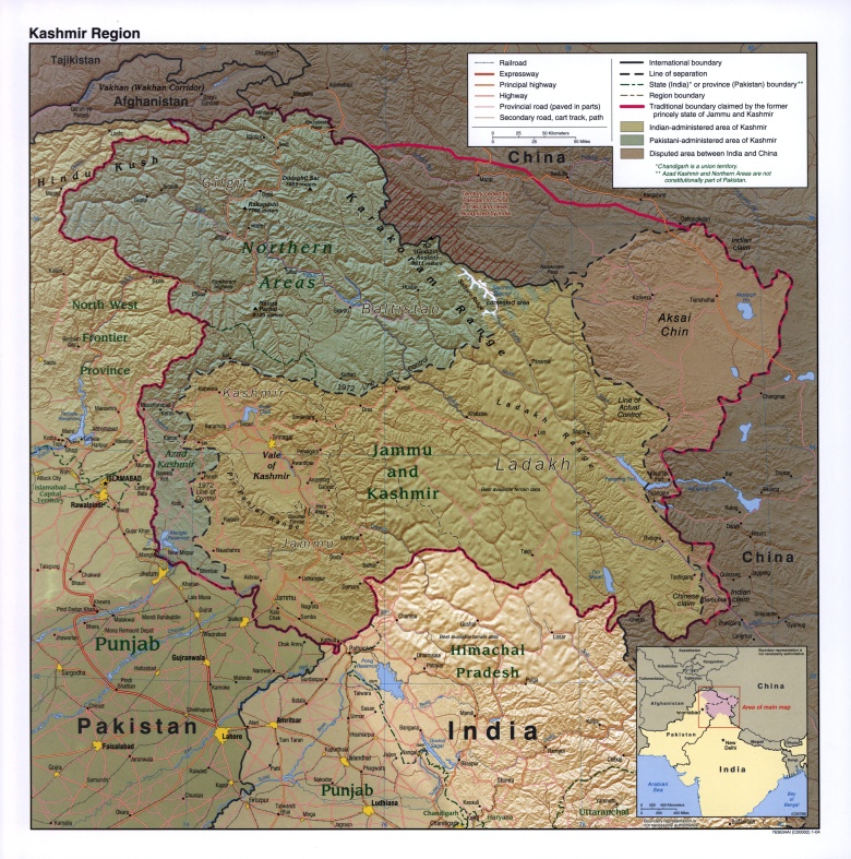 Spór o Kaszmir. Infrastruktura, granice, dane CIA, 2004