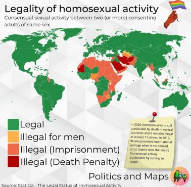 Legalność homoseksualizmu na całym świecie