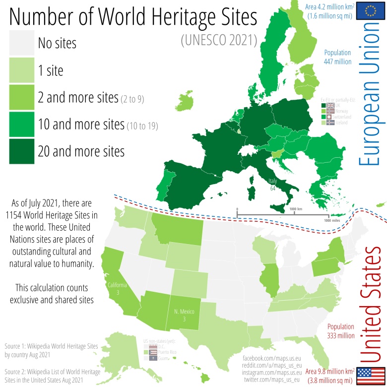 Obiekty światowego dziedzictwa kulturowego UNESCO w Unii i USA, 2021