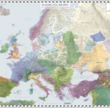 Mapa Europy w 895 roku