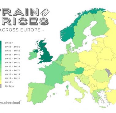 Ceny biletów (za milę) w całej Europie, 2021