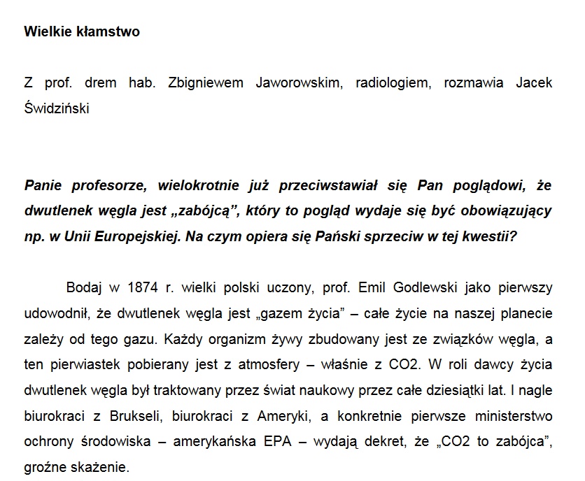 Wielkie Kłamstwo rozmowa z prof. dr hab. Zbigniewem Jaworowskim, radiologiem