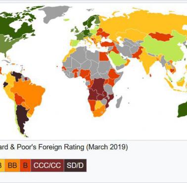 Rating amerykańskiej agencji ratingowej Standard & Poor's, marzec 2019