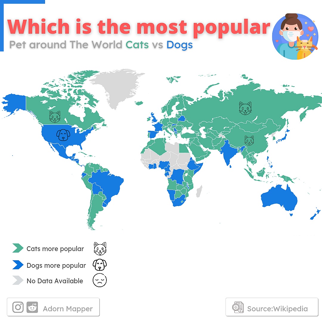 Popularność kotów i psów według krajów