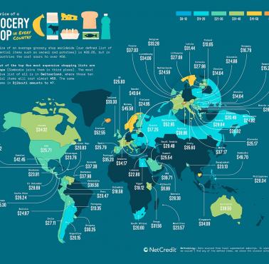 Koszty podstawowego koszyka żywności w poszczególnych krajach świata