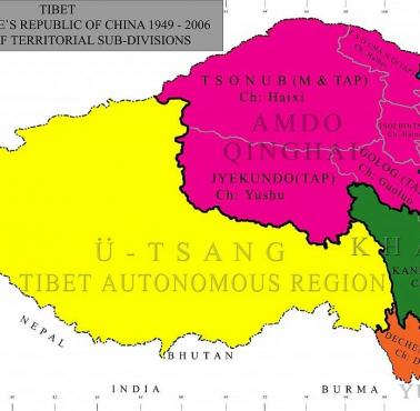 Oficjalna mapa Tybetu ogłoszona przez Tybetański Rząd na Uchodźstwie