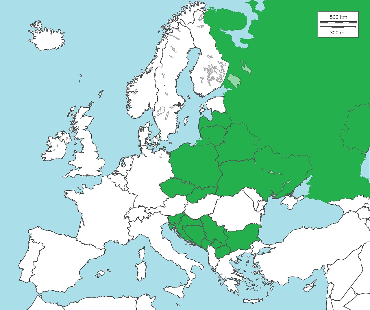 Kraje, w których większość ludzi posługuje się językami bałtosłowiańskimi (obejmująca języki bałtyckie i języki słowiańskie)