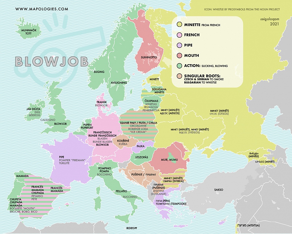 Słowo blowjob w różnych europejskich językach
