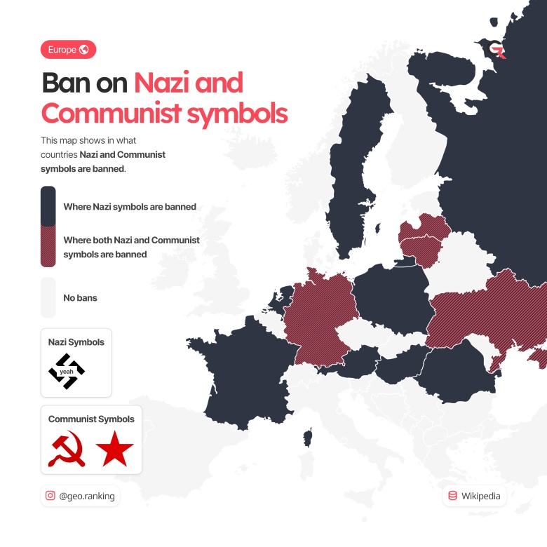 Kraje, w których publiczne eksponowanie symboli komunistycznych oraz nazistowskich jest zabronione