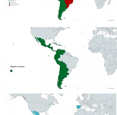 Ameryka Iberoamerykańska, Ameryka Łacińska i Ameryka Latynoska, z uwzględnieniem ekspansji Latynosów w USA