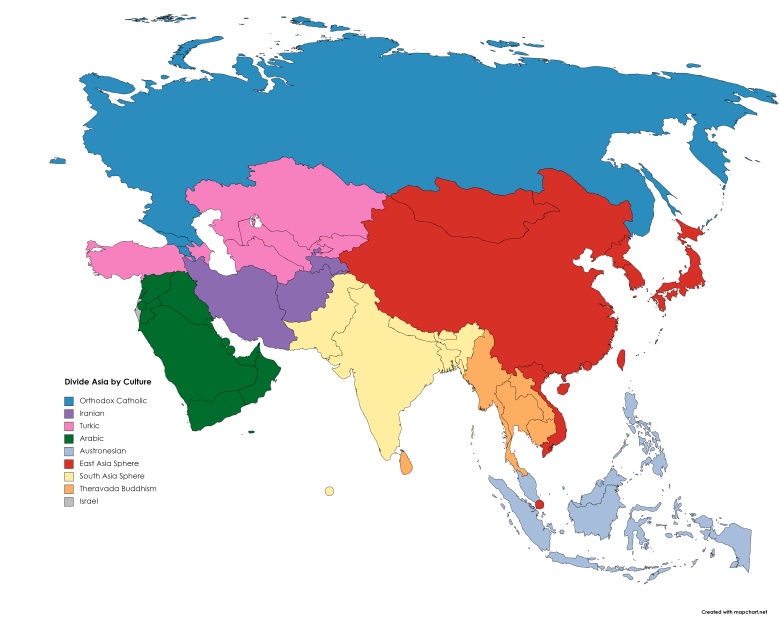 Mapa głównych kultur i cywilizacji Azji