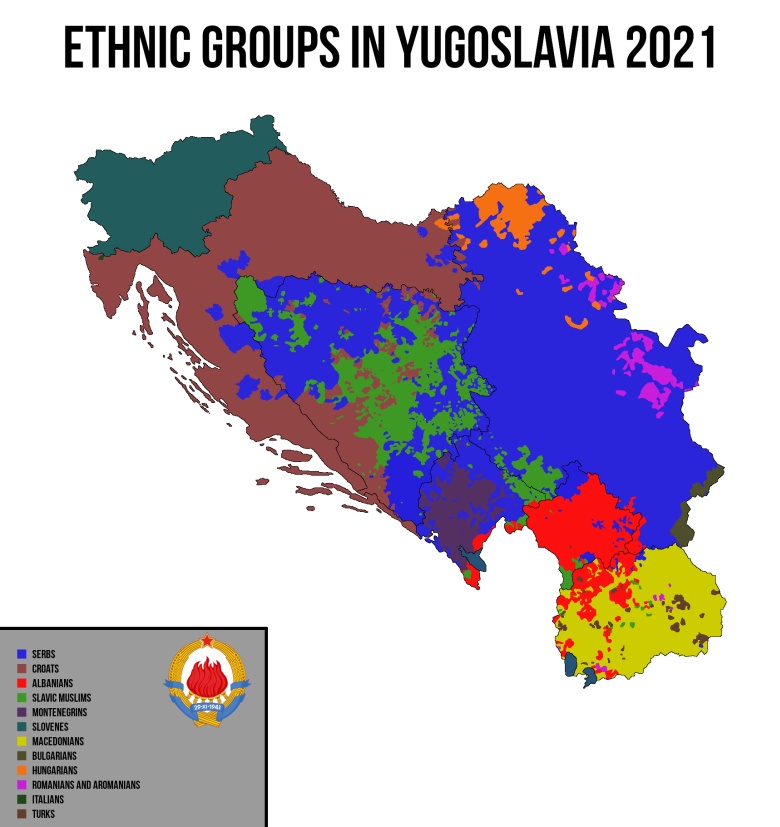 Mapa etniczna Jugosławii, 2021
