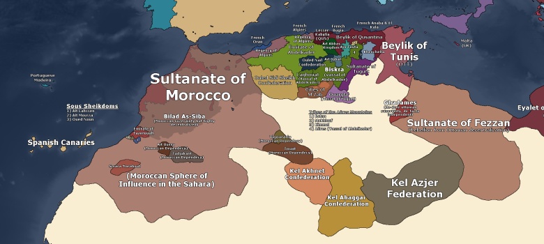 Mapa Afryki północnej w 1836 roku