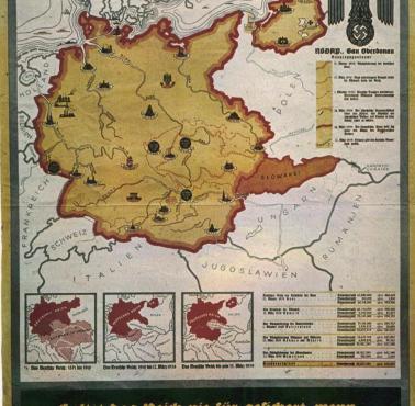 Wielkie Niemcy - plakat propagandowy z mapą III Rzeszy po aneksji Kłajpedy w marcu 1939