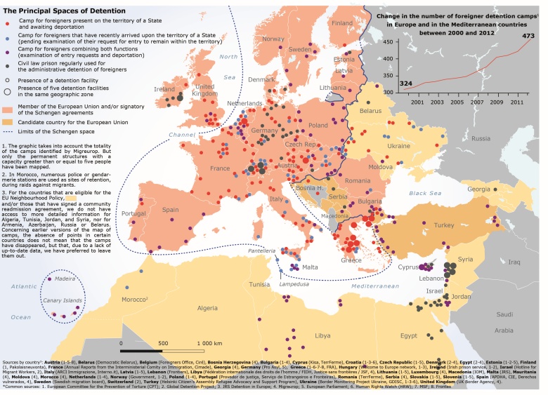 Drogi przemytu nielegalnych emigrantów do Europy (główne miejsca zatrzymań), 2000-2012