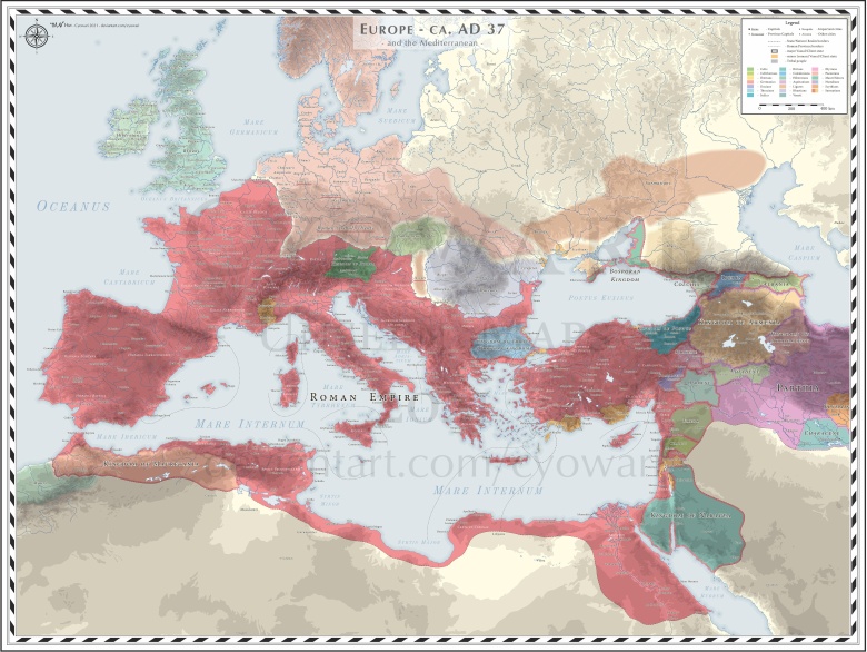 Mapa Europy w 37 roku n.e.