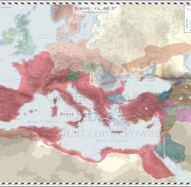 Mapa Europy w 37 roku n.e.