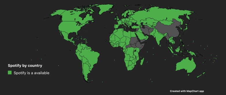 Kraje, w których dostępny jest Spotify