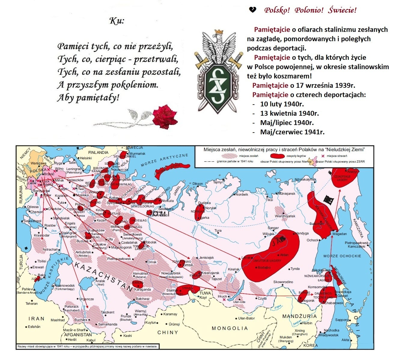 Miejsca zesłań, niewolniczej pracy i straceń Polaków 1939-1941 (do ataku sojusznika na Rosję)