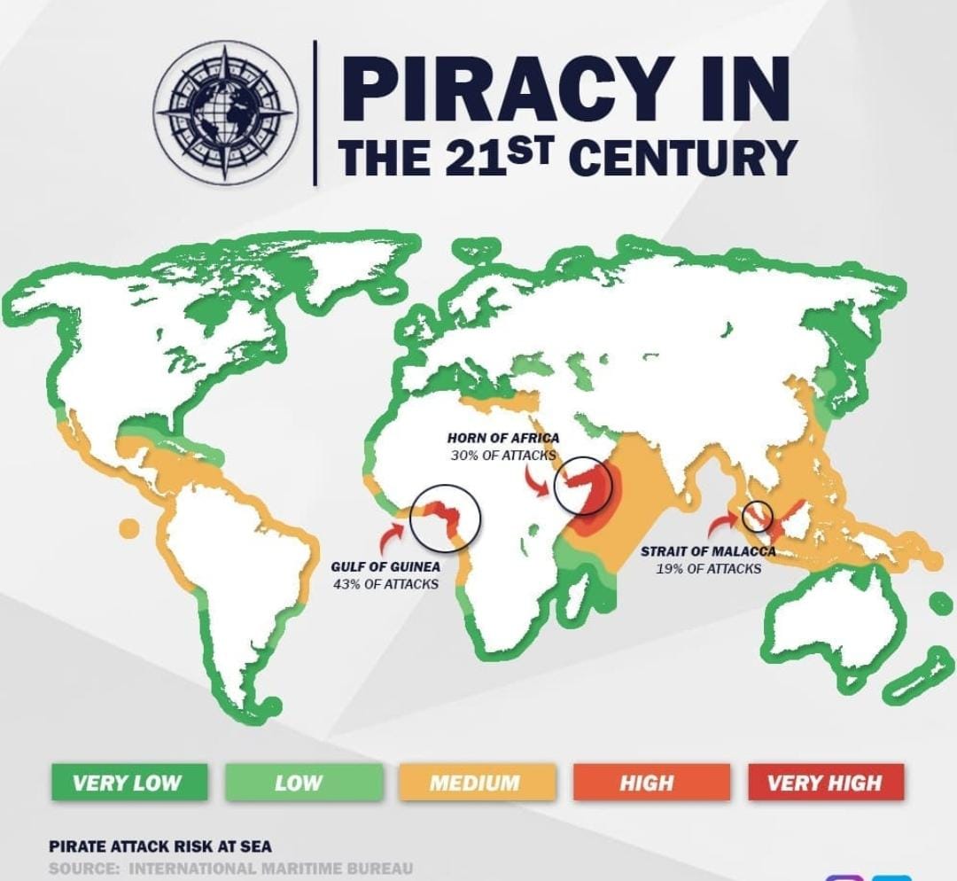Mapa ryzyka porwań i piractwa morskiego w XXI wieku