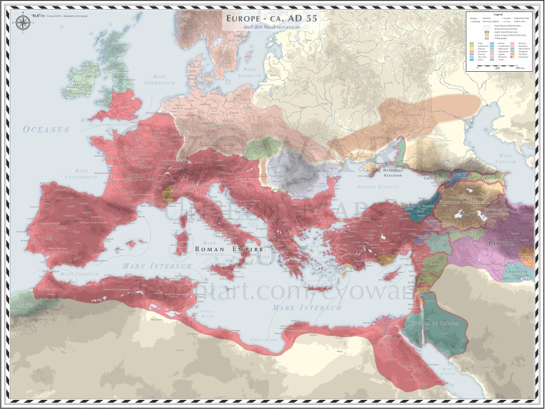 Mapa Europy z 55 roku n.e.