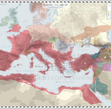 Mapa Europy z 55 roku n.e.