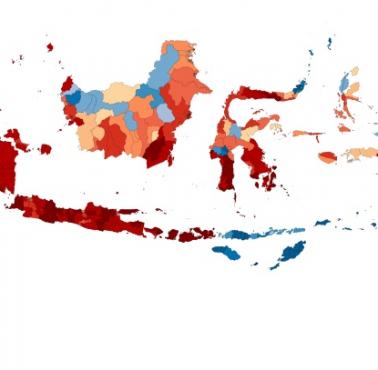 Odsetek chrześcijan w Indonezji według dystryktów