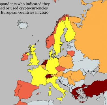 Odsetek respondentów, którzy wskazali, że posiadali lub używali kryptowaluty w wybranych krajach europejskich w 2020 roku