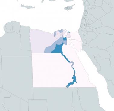 Koptowie w Egipcie z podziałem na regiony, 2018
