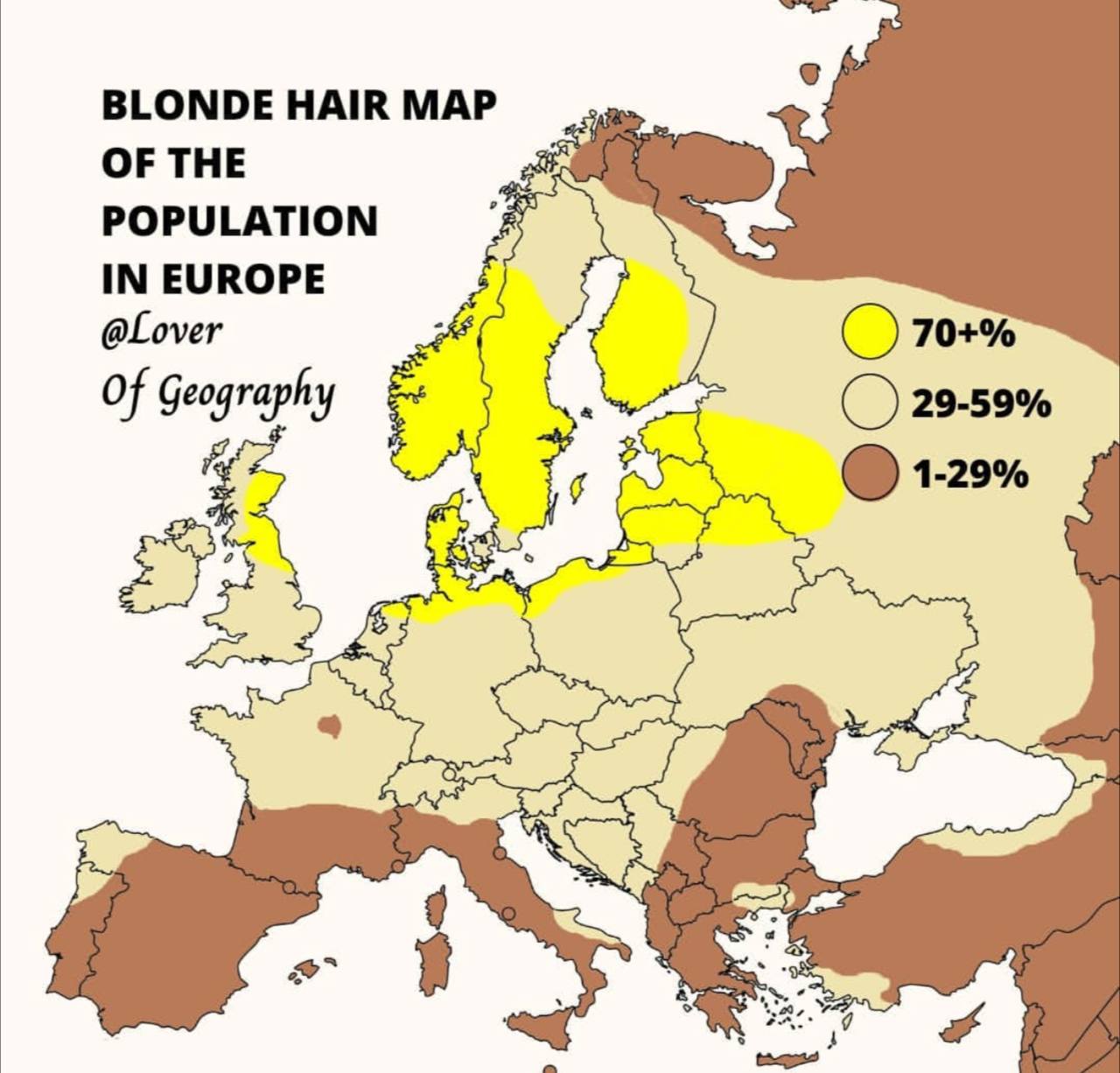 Odsetek osób z blond włosami w Europie