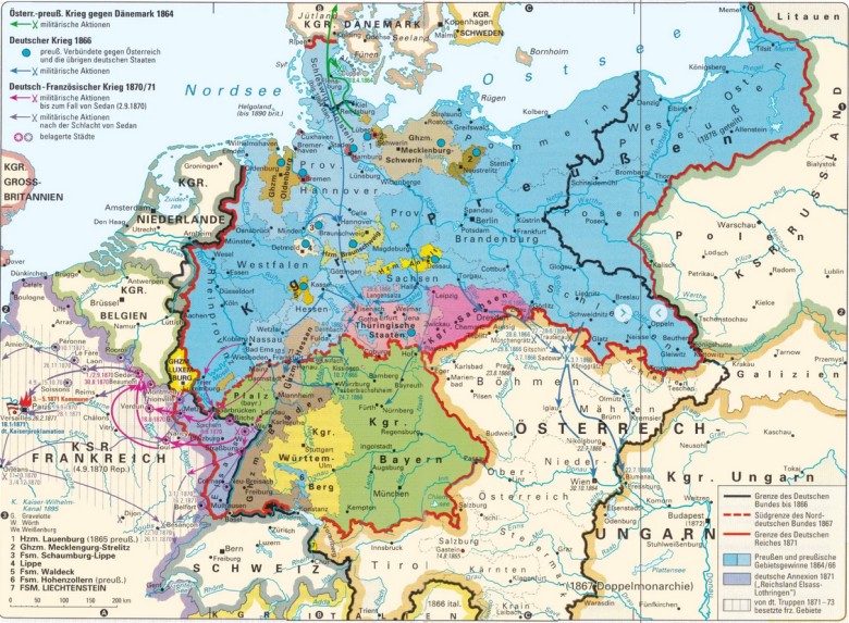 Wojny o zjednoczenie Niemiec przez Prusy, 1864 z Danią, 1866 z Austrią, 1870 z Francją