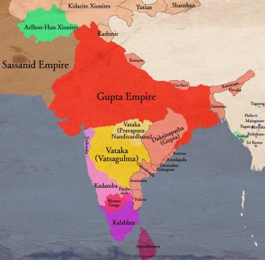 Mapa Indii w 451 r. n.e.