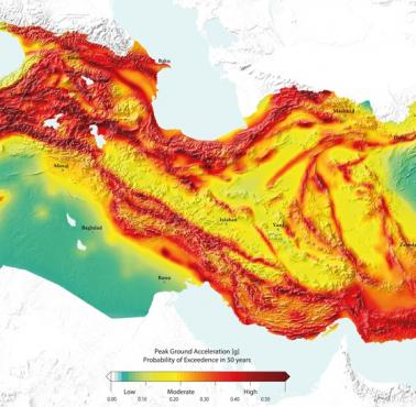 Mapa zagrożenia sejsmicznego Bliskiego Wschodu i Azji Środkowej