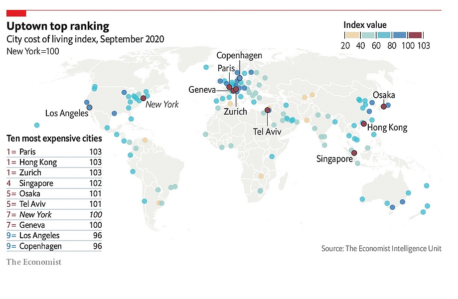 Najdroższe miasta świata, 2020