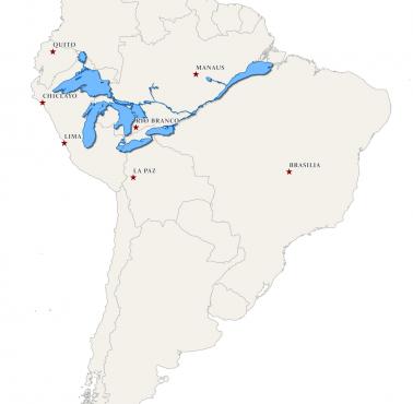 Wielkie Jeziora na tle Ameryki Południowej