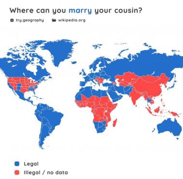 Legalność małżeństw z kuzynem/kuzynką na świecie