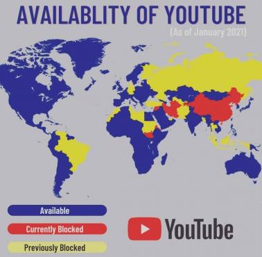 Państwa, które blokują serwis YouTube, 2021