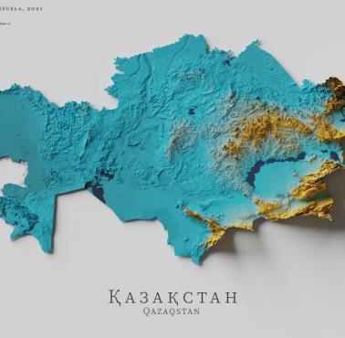 Reliefowa mapa Kazachstanu