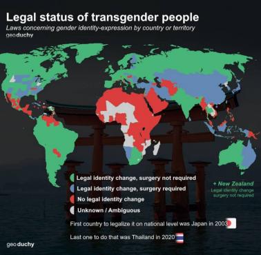 Status prawny osób cierpiących na transpłciowość na świecie, 2021