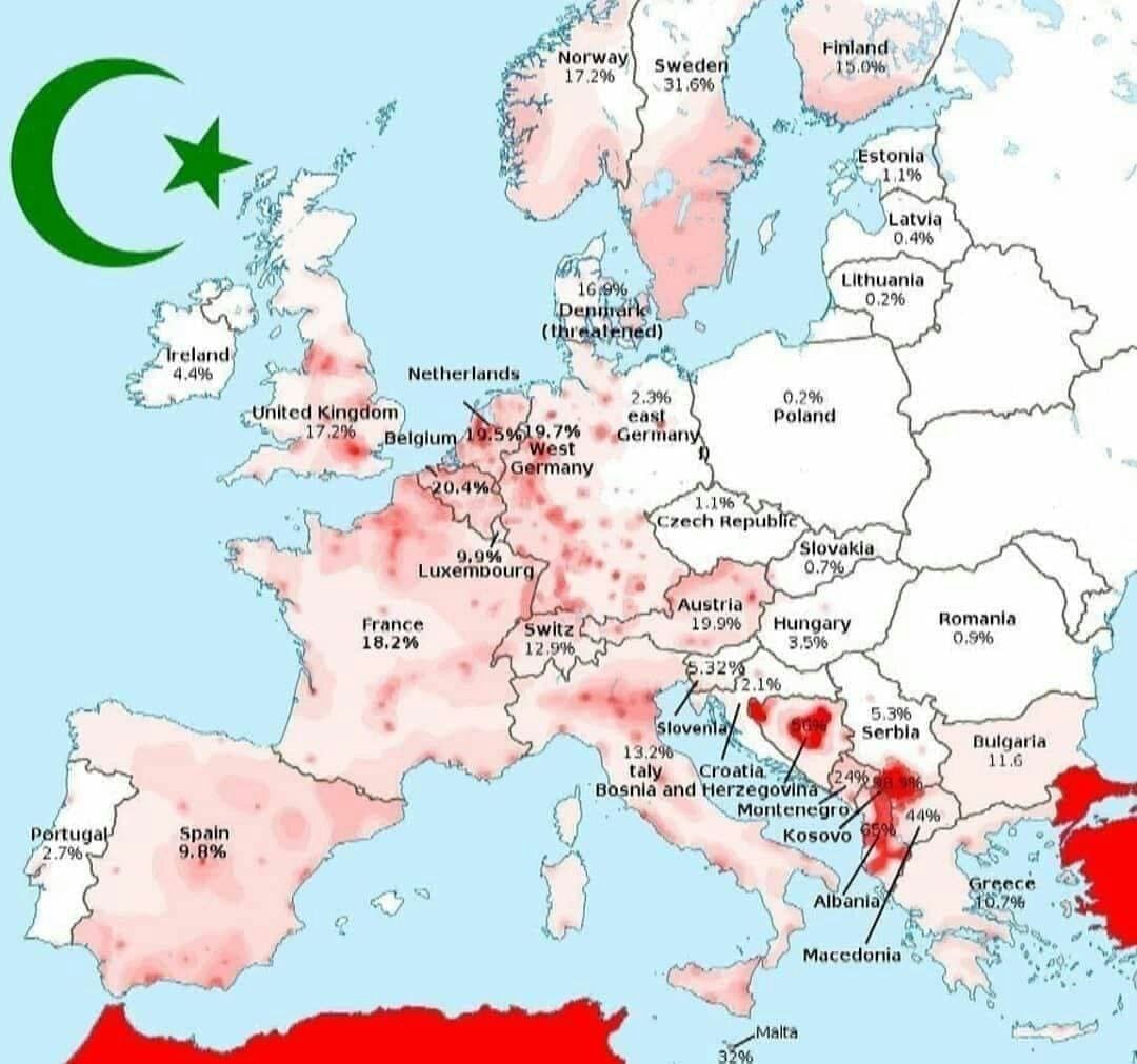 Prognozy wzrostu populacji muzułmańskiej w Europie do roku 2050