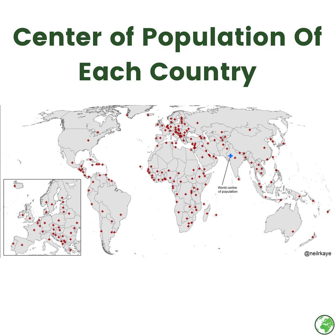 Centrum ludnościowe poszczególnych państw świata