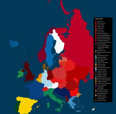 Mapa Europy z 1980 roku