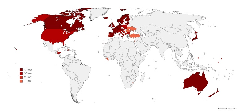 Kraje, które potępiły Chiny w ONZ w sprawie Xinjiang (Sinciangu), 2019-2021