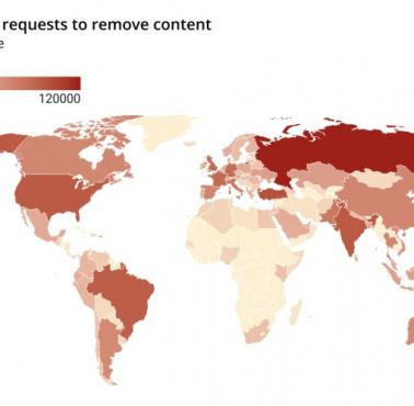 Liczba wniosków rządowych o usunięcie treści w Google, w latach 2011-2020