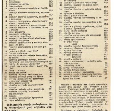 12 grudnia 1970 r. w radio ogłoszono komunikat o obniżkach i podwyżkach cen detalicznych niektórych produktów