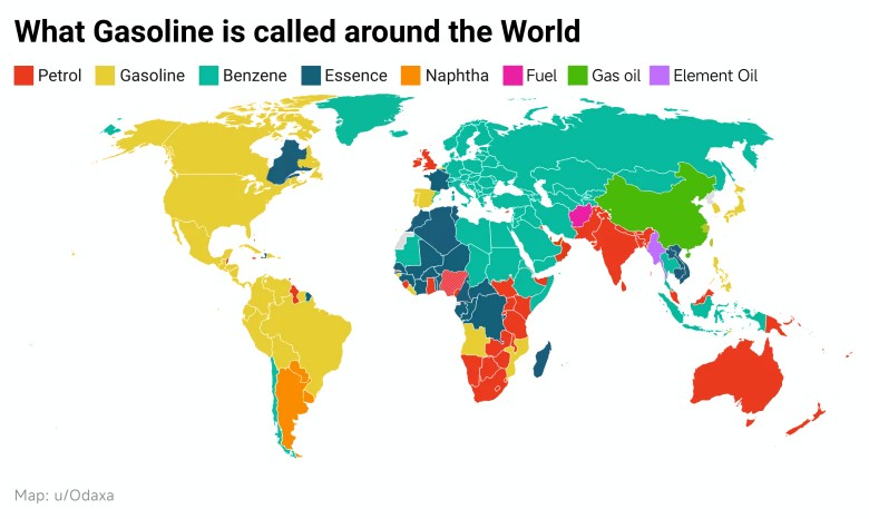 Jak nazywa się benzyna w poszczególnych państwach świata?
