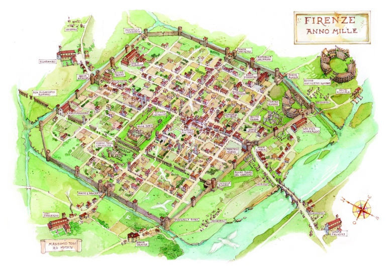 Mapa Florencji z 1000 roku