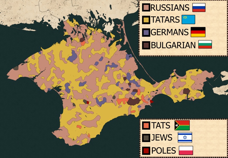 Mapa etniczna Krymu z 1875 roku