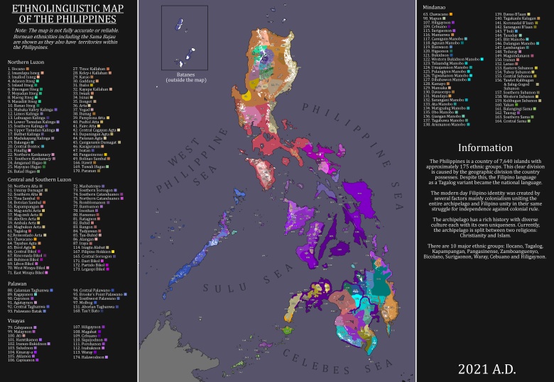 Etnolingwistyczna mapa Filipin, 2021
